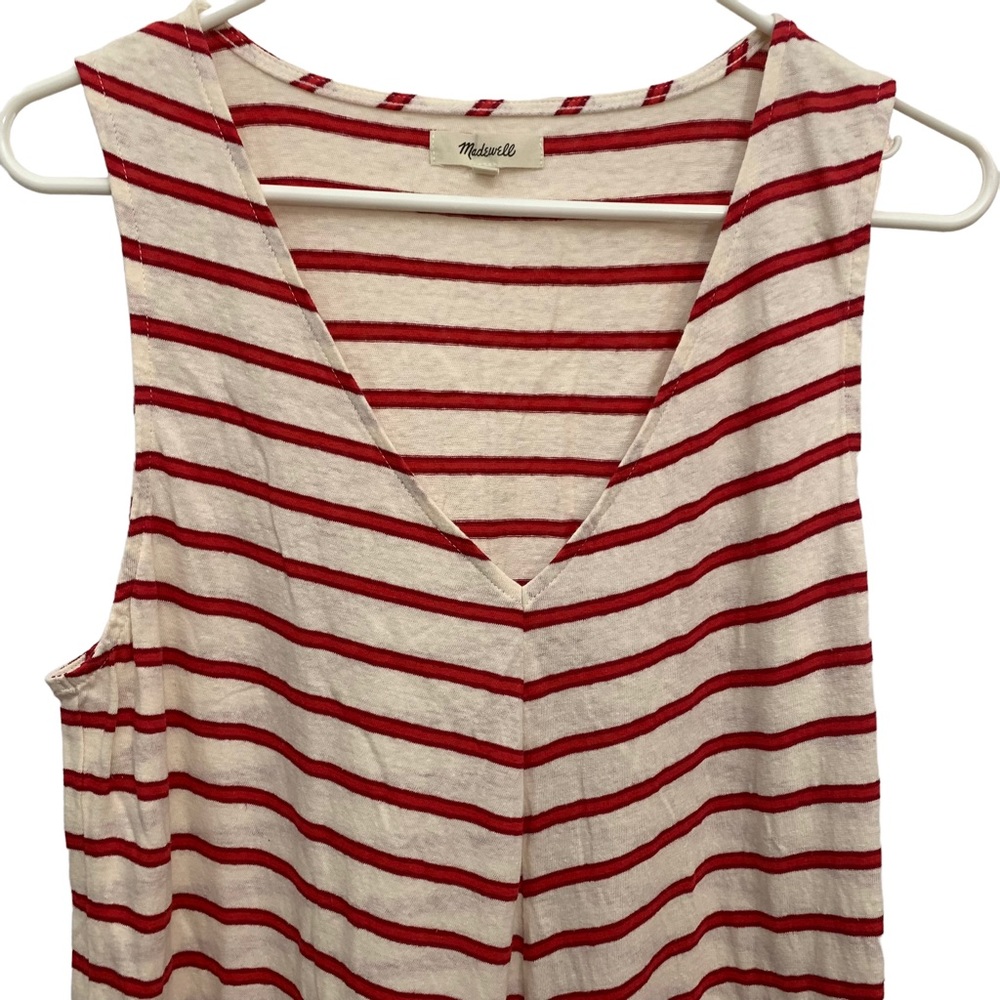 Madewell Red Stripe Linen Dress - Picture 4 of 11